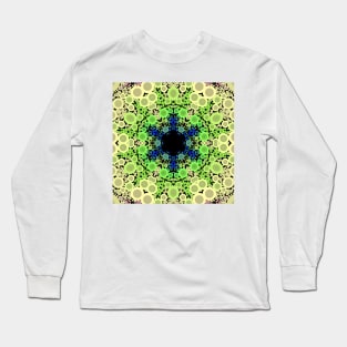 Dot Mandala Flower Blue Green and Yellow Long Sleeve T-Shirt